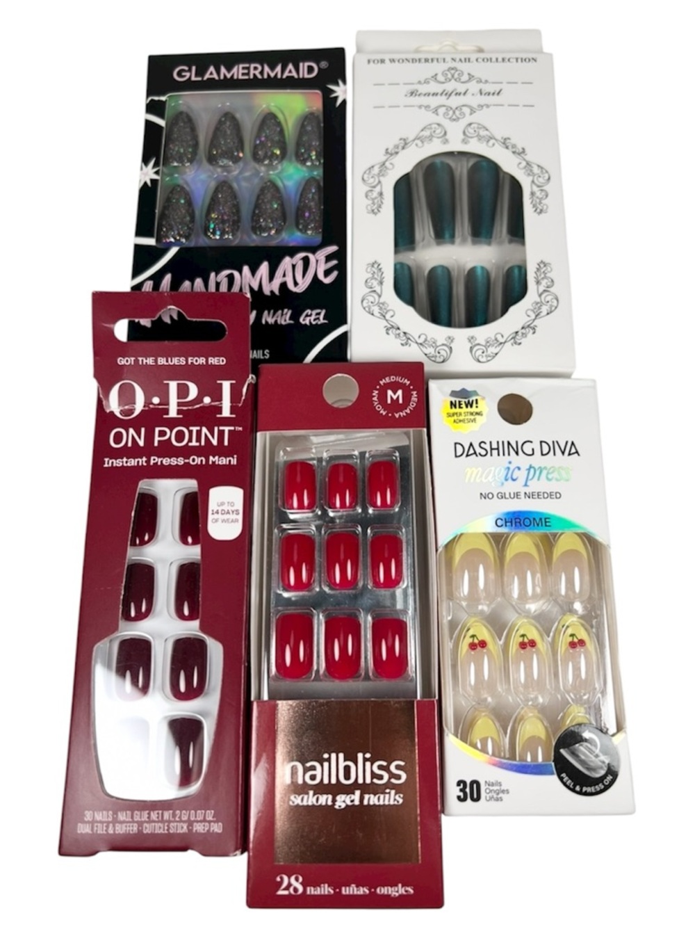 OPI Dashing Diva Nailbliss Glamermaid Press On Nail Bundle